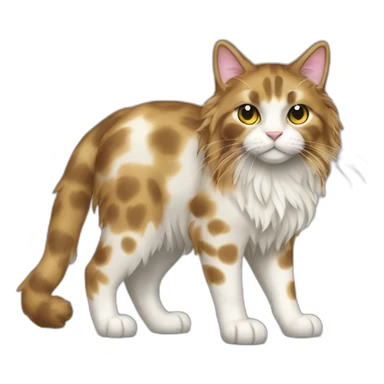 Full body Mottled coloured cat long hair 3 legs full body sticker