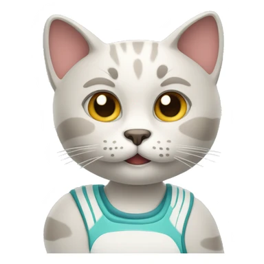 A cat playing tennis, racket in paws, with a focused expression sticker