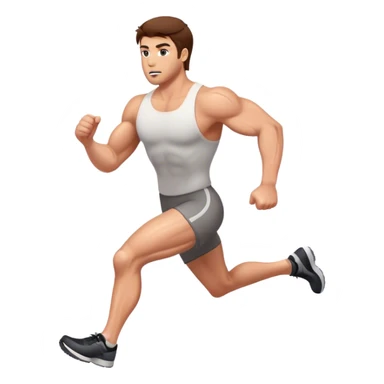 muscular man running, white with brown hair sticker