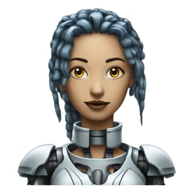 female cyborg with big chess sticker