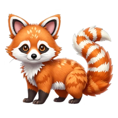 Black-eared Realistic patterned speckled flurry scaly 4-legged quadrupedal Red-Panda-Munchkin-Kitten-Lemur-Raccoon-Dog-Red-Fox-animal-fusion-hybrid, Full body sticker
