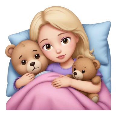 A big eyed girl is sleeping with a teddy bear in her arms Pink series sticker