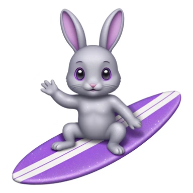 glitter gray bunny purple cian surf sticker