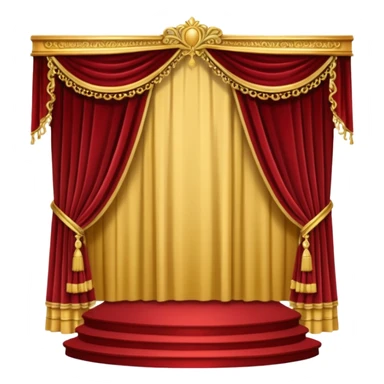 A small raised stage with golden trim and side drapes. sticker