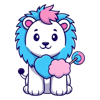 Lion with cotton candy mane and star patterns sticker