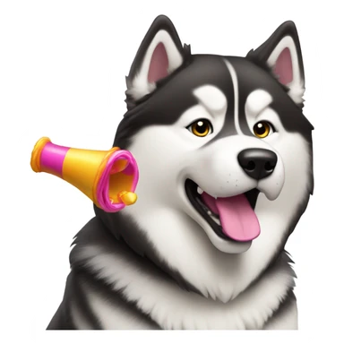 Malamute with party noise maker sticker