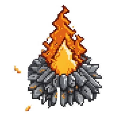 Industrial metal wall explosion tile, slate colored (#334155) metal fragments and debris flying from center, bright orange and yellow flames, metallic sheen on fragments, rivets visible on some pieces, pixel art style sticker