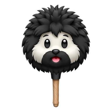 boom fluffy microphone with stick sticker