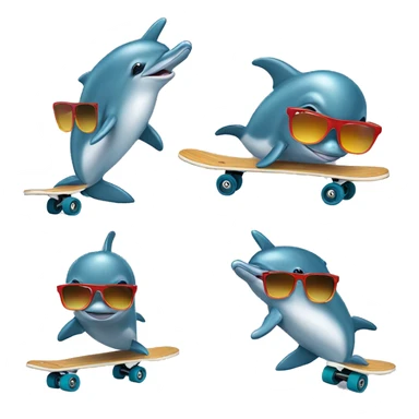 dolphin on a skateboard with sunglasses sticker
