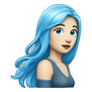 Classic woman emoji with blue hair and blue eyes with white skin sticker