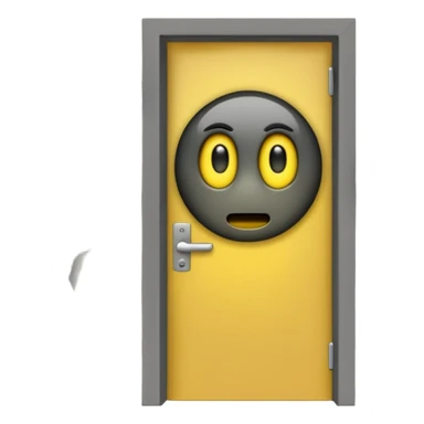Minimalist emoji-style sticker of a half-open door, with smoke and a single glowing eye visible in the dark inside. Flat design, desaturated colors.
 sticker