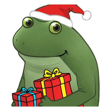 Frog wearing a Christmasjumper with presents sticker