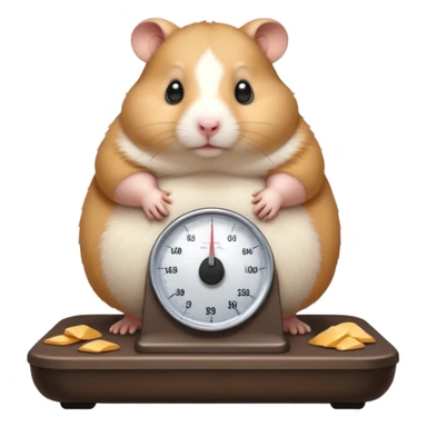 fat hamster big belly stepping on a broken scale looking guilty sticker