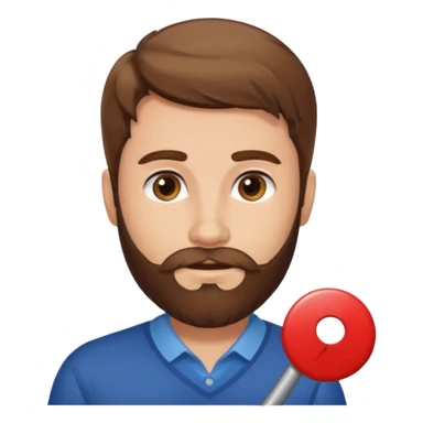 Brown haired man with brown beard missing a blonde haired woman sticker