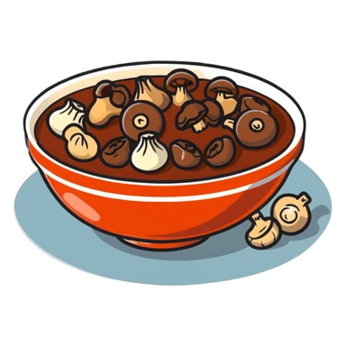 boeuf bourguignon in a serving bowl with mushrooms and pearl onions sticker