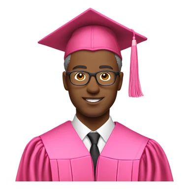 man in a pink graduation and pink academic regalia sticker