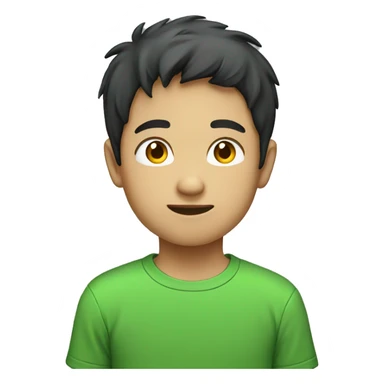 asian boy, green t shirt, young sticker
