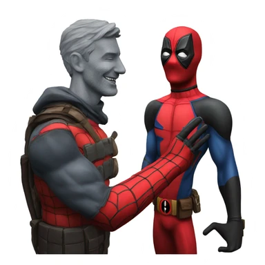 deadpool with spiderman high five sticker