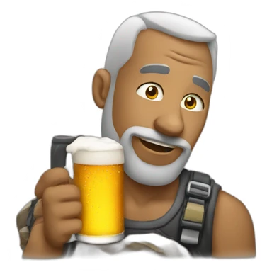 the rocks drinking a beer sticker