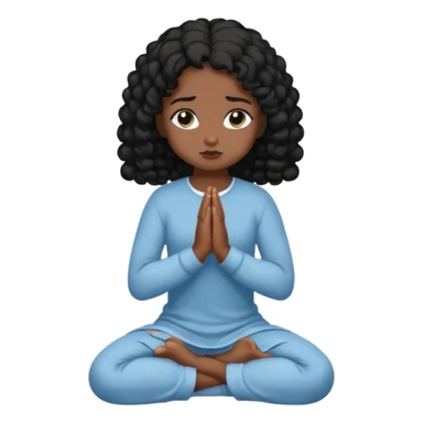 girl praying on knees curls black sticker
