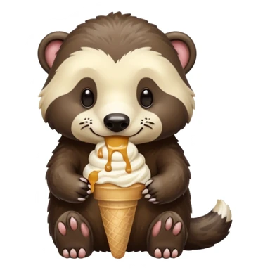 dondurma yiyen bal porsuğu sticker