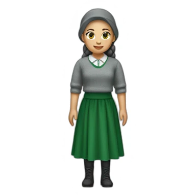 cocasian amish girl wearing a grey skirt and a green sweater  sticker