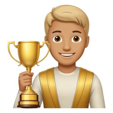 man raising a trophy sticker