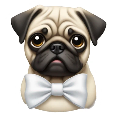 Pug with a white bow sticker