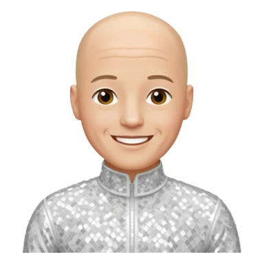 John Hendy from East 17 with light skin, bald head, white sequin outfit sticker