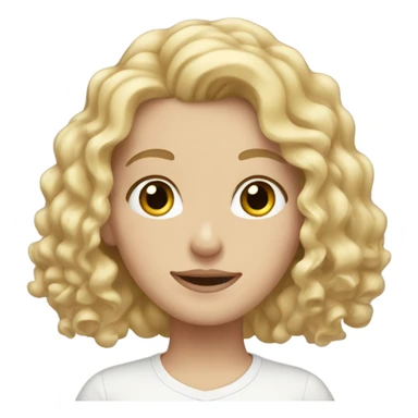 White girl with blonde curly hair sticker