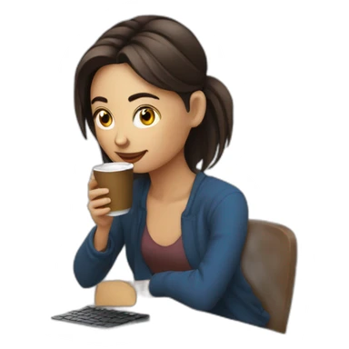 Romanian girl doing website design and drinking coffee sticker