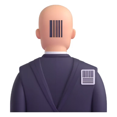 hitman agent with bald head and barcode sticker