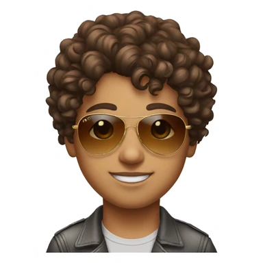 Young adult with button nose curly brown hair and aviator sunglasses sticker