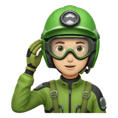 dirtbike rider in green gear scratching head sticker