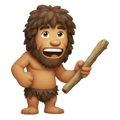 caveman chewing a stick sticker