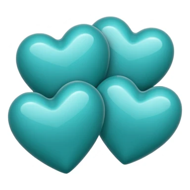 3 teal lined hearts sticker
