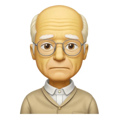 A 3D cartoon close-up of Grandpa Abe Simpson, yellow skin, bald head with side tufts of white hair, glasses, wrinkled face, beige shirt with collar, soft yellow lighting, cinematic Memoji-style portrait consistent with other Simpsons family members. sticker