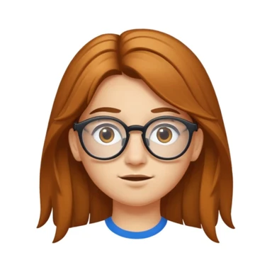 Une adolescente avec des taches de rousseurs, des grandes lunettes, des cheveux châtains clair longs et lisses et des yeux marrons  sticker