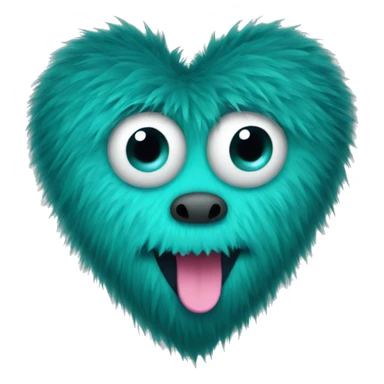 Teal monster fur heart sticker