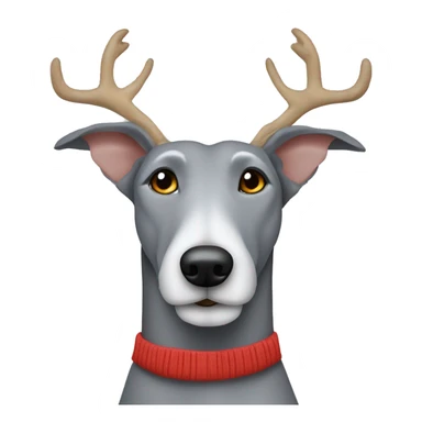 Scruffy grey bedlington whippet wearing antlers sticker