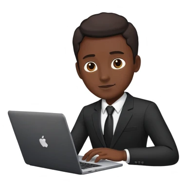 Man in black business suit with laptop sticker