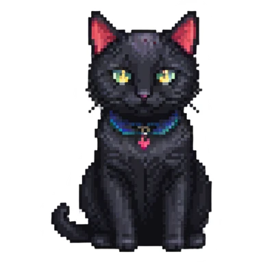 black cat sitting, simple and cute sticker
