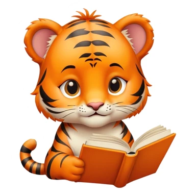 baby tiger reading seduction book  sticker