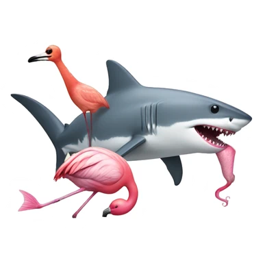 Shark eating a flamingo sticker