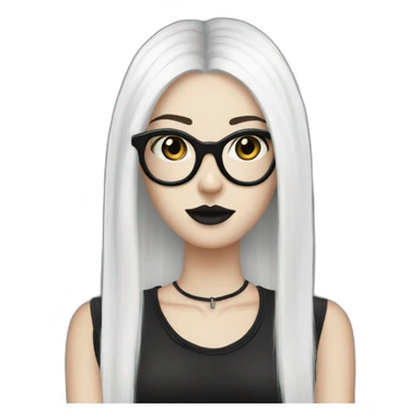 Tall-white-goth-girl-dark-hair-with-glasses sticker