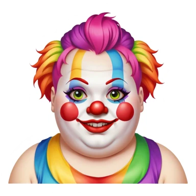 Woke overweight liberal crying with rainbow hair and clown makeup sticker