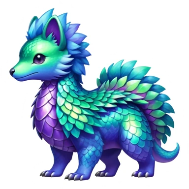 Shiny epic green blue and purple animal-fakemon-creature sticker