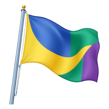 Bandera color azul amarillo morado y verde, seccionada en 4 partes iguales sticker