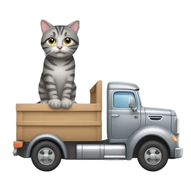 Gray tabby Cat driving a truck sticker