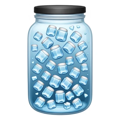 SLIM ICE JAR WITH LOTS OF ICE WITHOUT LID ON sticker